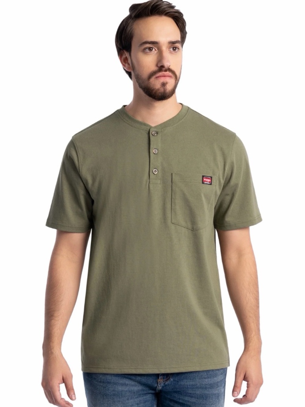 Wrangler Workwear Men's Short Sleeve Henley Pocket Work T-Shirt XL